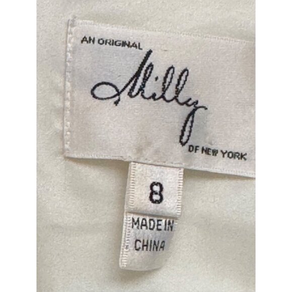 Milly Pleated Maxi Dress. Size 8. Blue/White Color Block Belted - Picture 7 of 16